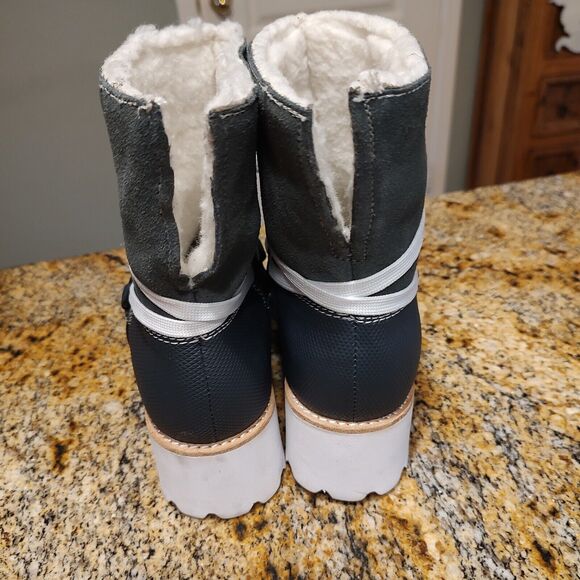 JEFFREY CAMPBELL Platform Suede Winter Snow Boots Gray Lace Up Women's Sz 6.5 - Picture 9 of 13